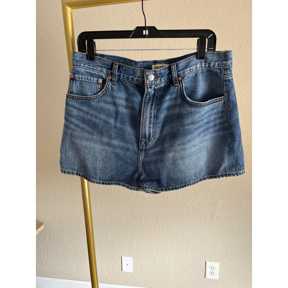 GRLFRND Womens Blue Denim High Waisted Jean Shorts Size 31 Medium Wash Cotton